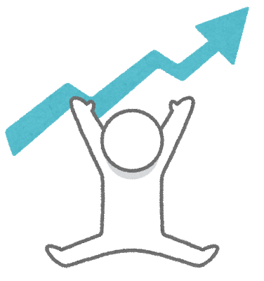 成績が上がって喜んでいる棒人間