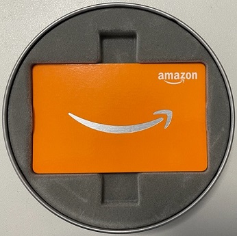 Amazonギフト券ボックスタイプ（シルバー缶オレンジデザイン）